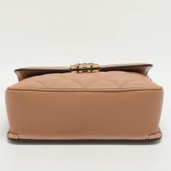 Pre Owned Gucci Deco Small Brown Quilted Leather Shoulder Bag