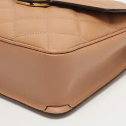 Pre Owned Gucci Deco Small Brown Quilted Leather Shoulder Bag