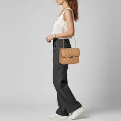 Pre Owned Gucci Deco Small Brown Quilted Leather Shoulder Bag