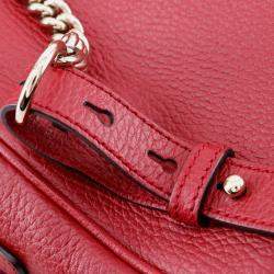 Pre Owned حقيبة ظهر غوتشي سلسلة سوهو جلد عجل محبب باللون الأحمر