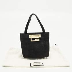 Pre Owned Gucci G-Frame Vintage Black Suede Tote