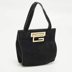 Pre Owned Gucci G-Frame Vintage Black Suede Tote