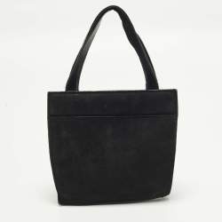 Pre Owned Gucci G-Frame Vintage Black Suede Tote