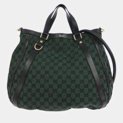 Pre Owned Gucci Green Canvas GG Hobo 2way Handbag