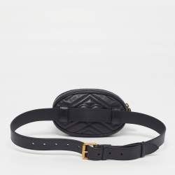 Pre Owned حقيبة حزام غوتشي جي جي مارمونت جلد ماتيلاسى أسود صغيرة