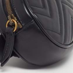 Pre Owned حقيبة حزام غوتشي جي جي مارمونت جلد ماتيلاسى أسود صغيرة