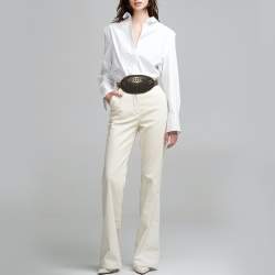 Pre Owned حقيبة حزام غوتشي جي جي مارمونت جلد ماتيلاسى أسود صغيرة