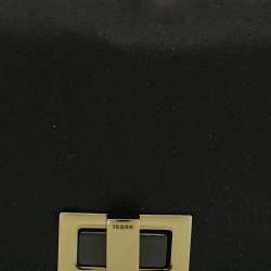 Pre Owned Gucci Black Satin Turnlock Flap Bag