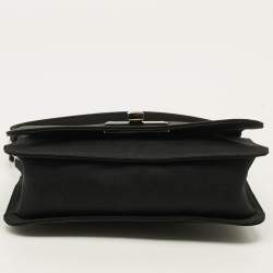 Pre Owned Gucci Black Satin Turnlock Flap Bag