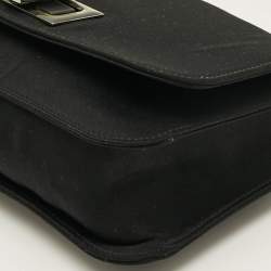Pre Owned Gucci Black Satin Turnlock Flap Bag