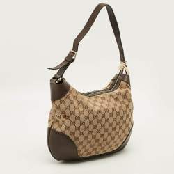 Pre Owned Gucci Charlotte Brown/Beige GG Canvas Hobo