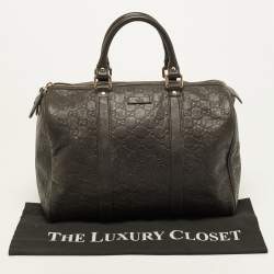 مملوكة مسبقًا حقيبة بوسطن غوتشي جوي جلد غوتشيسيما بني داكن وسط