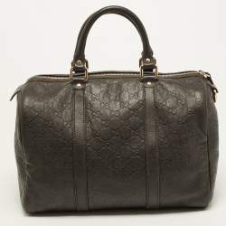 مملوكة مسبقًا حقيبة بوسطن غوتشي جوي جلد غوتشيسيما بني داكن وسط