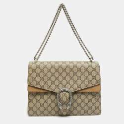 Pre Owned Gucci Dionysus Medium Beige GG Supreme Canvas and Suede Shoulder Bag