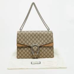Pre Owned Gucci Dionysus Medium Beige GG Supreme Canvas and Suede Shoulder Bag