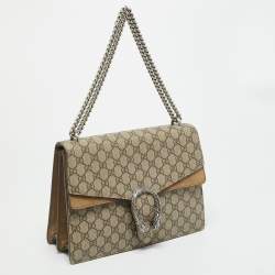 Pre Owned Gucci Dionysus Medium Beige GG Supreme Canvas and Suede Shoulder Bag