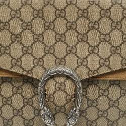 Pre Owned Gucci Dionysus Medium Beige GG Supreme Canvas and Suede Shoulder Bag