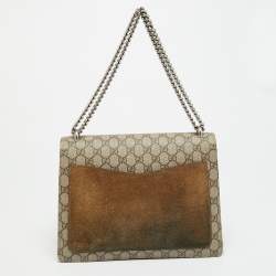 Pre Owned Gucci Dionysus Medium Beige GG Supreme Canvas and Suede Shoulder Bag