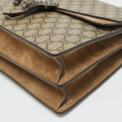Pre Owned Gucci Dionysus Medium Beige GG Supreme Canvas and Suede Shoulder Bag