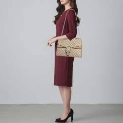 Pre Owned Gucci Dionysus Medium Beige GG Supreme Canvas and Suede Shoulder Bag