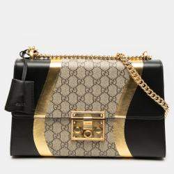 Pre Owned Gucci Brown Large GG Supreme Osiride Padlock Crossbody