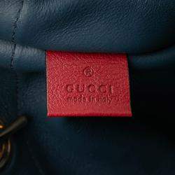 Pre Owned Gucci Blue, Red Large Web Suede Rajah Tote