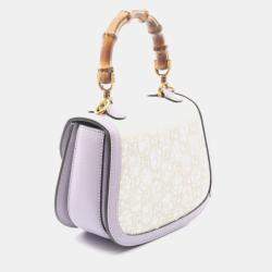 Pre Owned Gucci Bamboo 1947 Gg Canvas Handbag And Leather Beige Purple