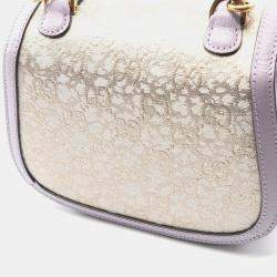 Pre Owned Gucci Bamboo 1947 Gg Canvas Handbag And Leather Beige Purple