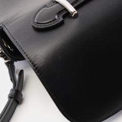 Pre Owned Gucci Double G Shoulder Bag Leather Black