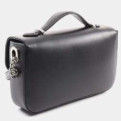 Pre Owned Gucci Double G Shoulder Bag Leather Black