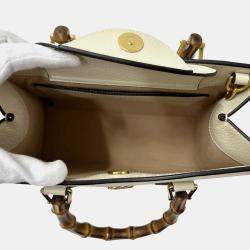 Pre Owned Gucci Diana Small Bag Bamboo Gg Marmont Leather White