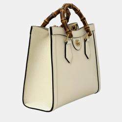 Pre Owned Gucci Diana Small Bag Bamboo Gg Marmont Leather White