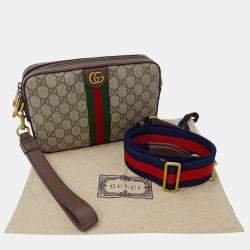Pre Owned Gucci Ophidia Gg Supreme Small Crossbody Bag Beige And Brown