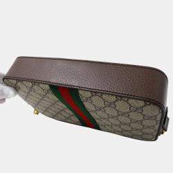 Pre Owned Gucci Ophidia Gg Supreme Small Crossbody Bag Beige And Brown