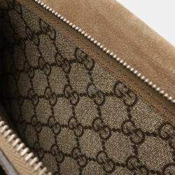 Pre Owned Gucci Dionysus Gg Supreme Shoulder Bag Chain Tiger Head Suede Beige