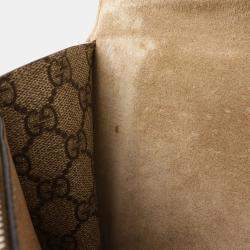 Pre Owned Gucci Dionysus Gg Supreme Shoulder Bag Chain Tiger Head Suede Beige