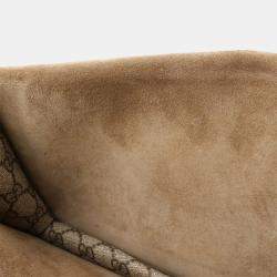 Pre Owned Gucci Dionysus Gg Supreme Shoulder Bag Chain Tiger Head Suede Beige
