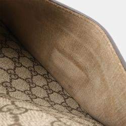 Pre Owned Gucci Dionysus Gg Supreme Shoulder Bag Chain Tiger Head Suede Beige