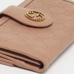 Pre Owned Gucci Studded Interlocking G Beige Guccissima Leather Continental Wallet