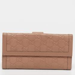 Pre Owned Gucci Studded Interlocking G Beige Guccissima Leather Continental Wallet