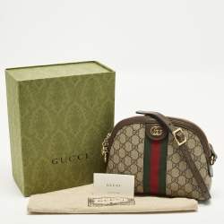 Pre Owned حقيبة كتف غوتشي أوفيديا صغيرة قبة قماش و جلد بيج/بني جي جي سوبريم