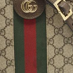 Pre Owned حقيبة كتف غوتشي أوفيديا صغيرة قبة قماش و جلد بيج/بني جي جي سوبريم