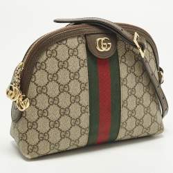 Pre Owned حقيبة كتف غوتشي أوفيديا صغيرة قبة قماش و جلد بيج/بني جي جي سوبريم