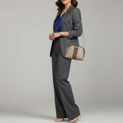 Pre Owned حقيبة كتف غوتشي أوفيديا صغيرة قبة قماش و جلد بيج/بني جي جي سوبريم