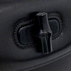 Pre Owned Gucci Black Leather Bamboo 1947 Small Top Handle Bag