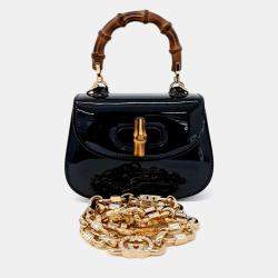 Pre Owned Gucci Black Patent Leather Patent 1947 Mini Top Handle Bag