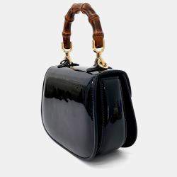 Pre Owned Gucci Black Patent Leather Patent 1947 Mini Top Handle Bag