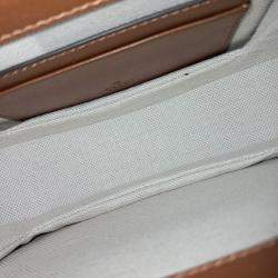 Pre Owned Gucci Beige Brown Canvas and Leather Crystal Bamboo 1947 Mini Top Handle Bag