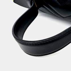 Pre Owned Gucci Black Leather Matelasse Marmont Top Handle Bag