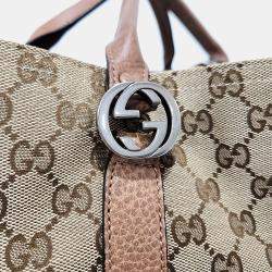 Pre Owned حقيبة كتف وتوتس غوتشي جاكار قماش بيج